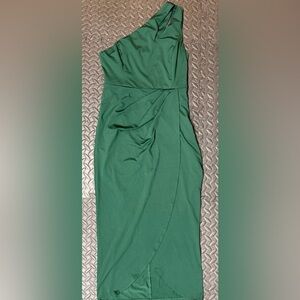 Women’s Size Small Dark Green One Shoulder Midi Length Dress